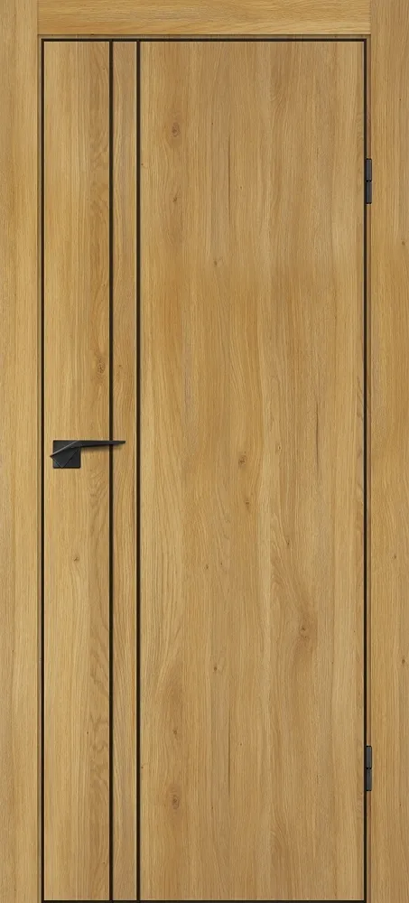 Фото Межкомнатная дверь P-20  черный молдинг PET,  кромка ABS черная c 4-х ст. Дуб золотистый